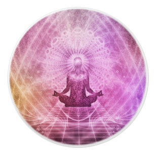Pomo De Cerámica Chakra Yoga Meditación Cajón de Cajón de Cerám