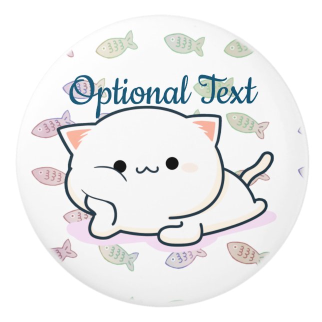 Pomo De Cerámica Cheeky Kawaii Style Kitten (Anverso)