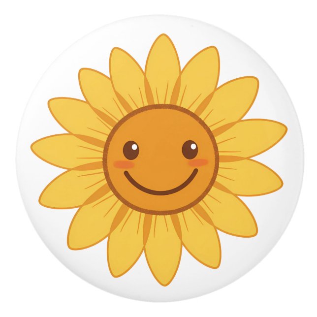 Pomo De Cerámica Cheerful Smiling Sunflower "My Sunshine"  (Anverso)