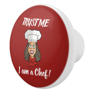 Pomo De Cerámica Chef femenino