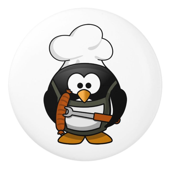 Pomo de cerámica/Chef pingüino (Anverso)