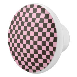 Pomo De Cerámica Cherry blossom checkered board pattern