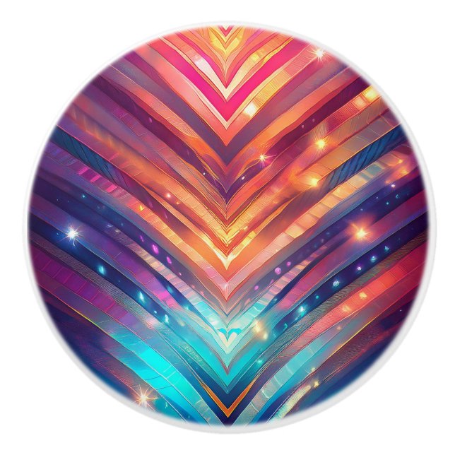 Pomo De Cerámica Chevron brillante (Anverso)