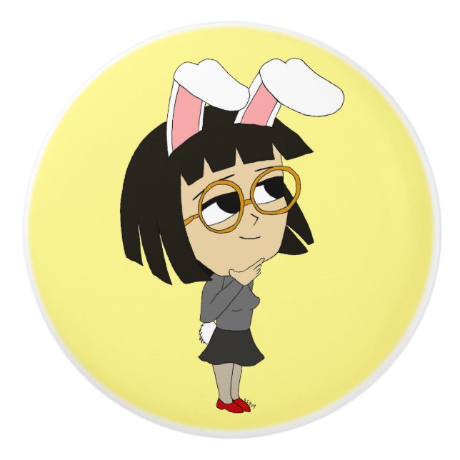 Pomo De Cerámica chibi bunnygirl (Anverso)