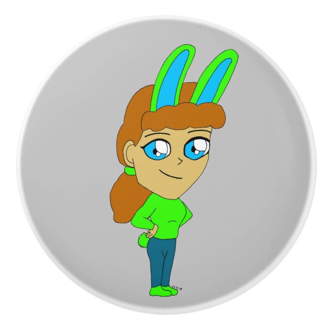 Pomo De Cerámica chibi bunnygirl (Anverso)