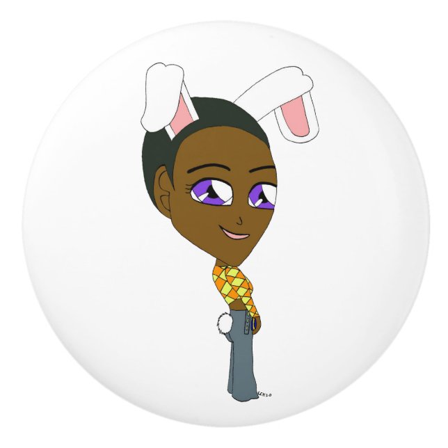 Pomo De Cerámica chibi bunnygirl (Anverso)