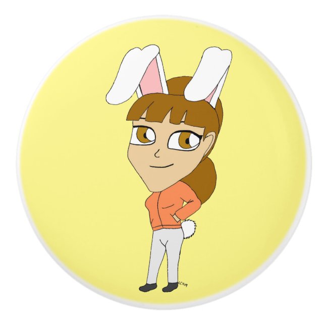 Pomo De Cerámica chibi bunnygirl (Anverso)