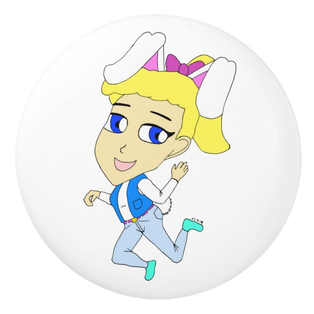 Pomo De Cerámica chibi bunnygirl (Anverso)