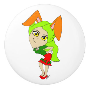 Pomo De Cerámica chibi bunnygirl ceramic knob