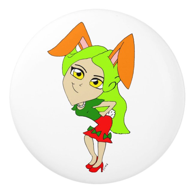 Pomo De Cerámica chibi bunnygirl ceramic knob (Anverso)