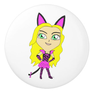 Pomo De Cerámica chibi catgirl