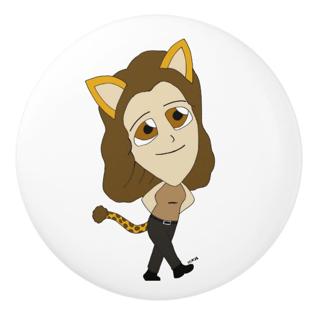 Pomo De Cerámica chibi catgirl (Anverso)