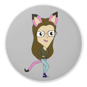 Pomo De Cerámica chibi catgirl