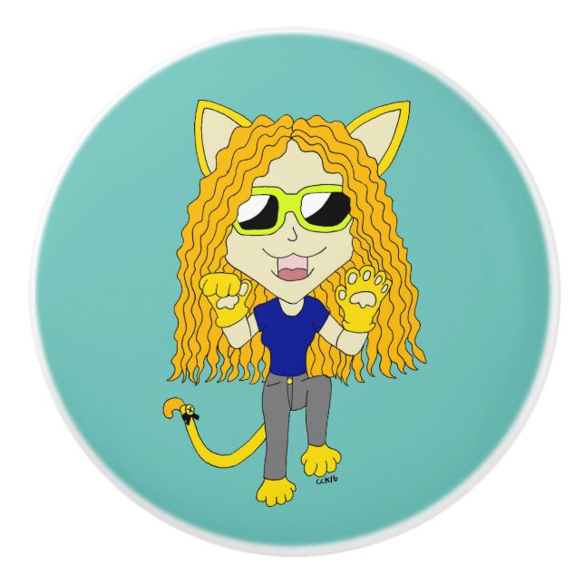 Pomo De Cerámica Chibi Chica con pezuñas (Anverso)