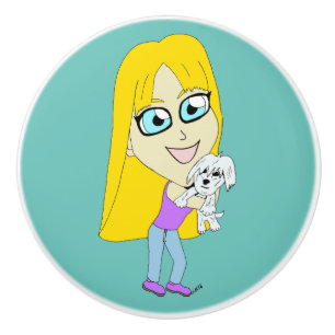 Pomo De Cerámica Chibi con un elemento emergente