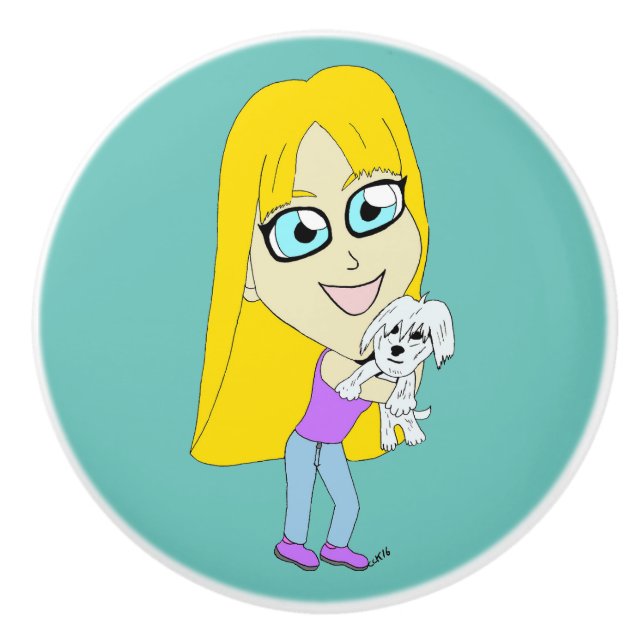 Pomo De Cerámica Chibi con un elemento emergente (Anverso)