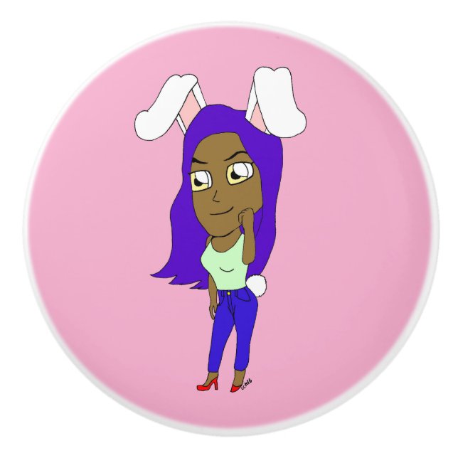 Pomo De Cerámica Chibi conejita (Anverso)