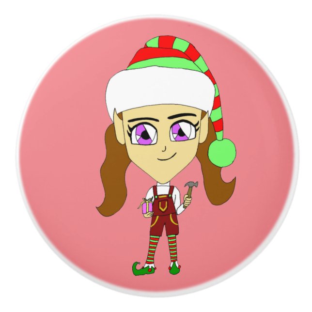 Pomo De Cerámica chibi elf (Anverso)