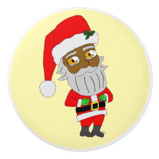 Pomo De Cerámica Chibi Santa
