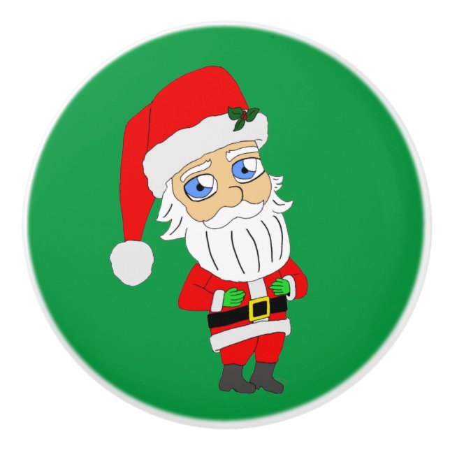 Pomo De Cerámica chibi santa claus (Anverso)
