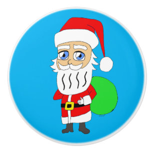 Pomo De Cerámica Chibi Santa Claus