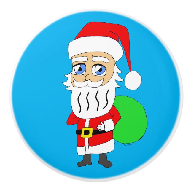 Pomo De Cerámica Chibi Santa Claus (Anverso)