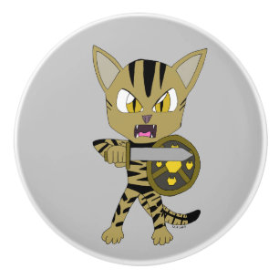 Pomo De Cerámica Chibi Warrior Cat