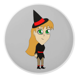Pomo De Cerámica chibi witch