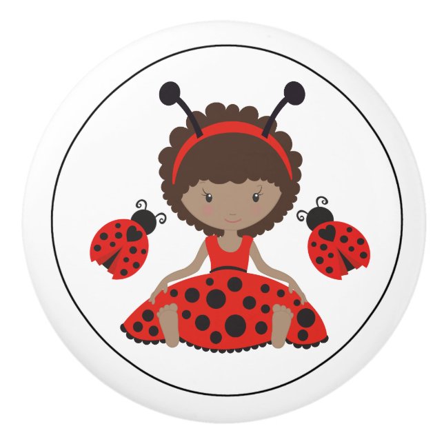 Pomo De Cerámica Chica Cute Red Ladybug (Anverso)