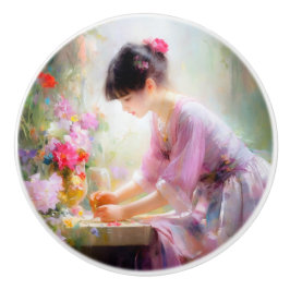 Pomo De Cerámica Chica en el Jardín de las Flores