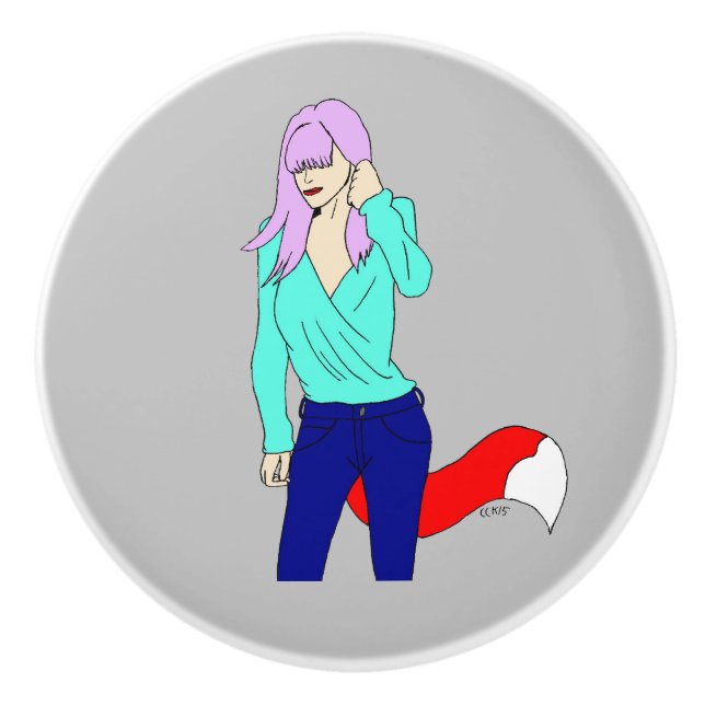 Pomo De Cerámica chica foxy (Anverso)