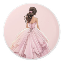 Pomo De Cerámica Chica Princesa Rosa Perilla Cerámica Femenina