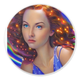 Pomo De Cerámica Chica soñado con luces arcoiris