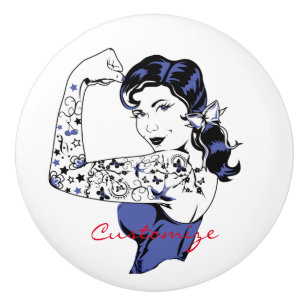Pomo De Cerámica Chica Tattoo Arma arriba Thunder_Cove