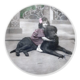 Pomo De Cerámica Chica y su perro