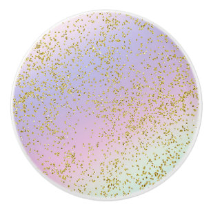 Pomo De Cerámica Chicas Brillan Arcoíris Pastel Dorado Brillo Fanta
