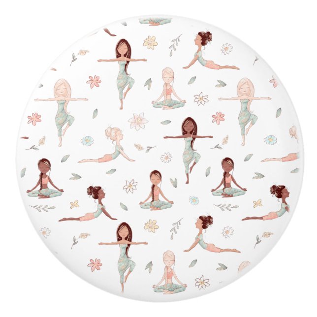 Pomo De Cerámica Chicas de clase Zen Yoga Meditación Espiritual Nam (Anverso)