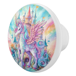 Pomo De Cerámica chicas de unicornio de fantasía