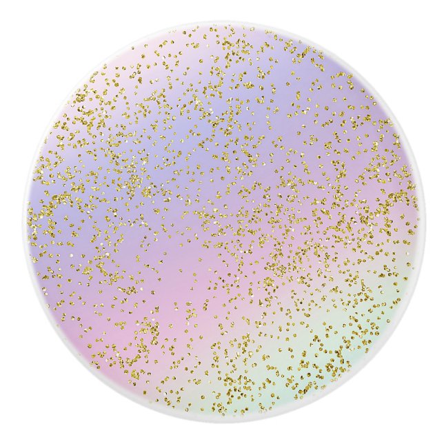 Pomo De Cerámica Chicas esparcen la fantasía del Purpurina de oro R (Anverso)