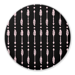 Pomo De Cerámica Chicas Flechas Rosa y Negro Decoración de Dormitor