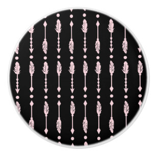 Pomo De Cerámica Chicas Flechas Rosa y Negro Decoración de Dormitor