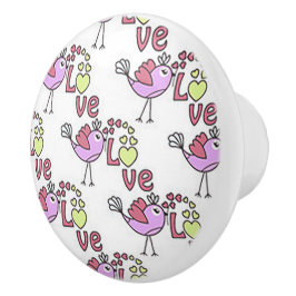 Pomo De Cerámica Chick-a-Dee Love Ceramic Door Knob