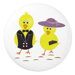 POMO DE CERÁMICA CHICKS "HAPPY EASTER"