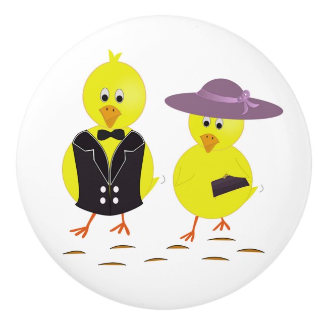 POMO DE CERÁMICA CHICKS "HAPPY EASTER" (Anverso)