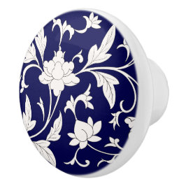 Pomo De Cerámica Chinoiserie Floral Blue&White