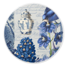 Pomo De Cerámica Chinoiserie Floral Delft Blue Ginger Jar