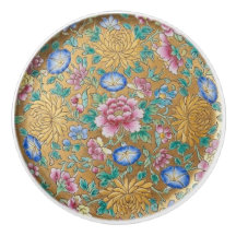 Chinoiserie Flores Millefleur Oro Cerámica 