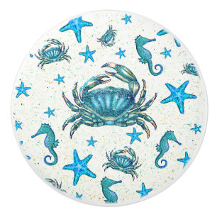 Pomo De Cerámica Chispa moderna del Seahorse de las estrellas de