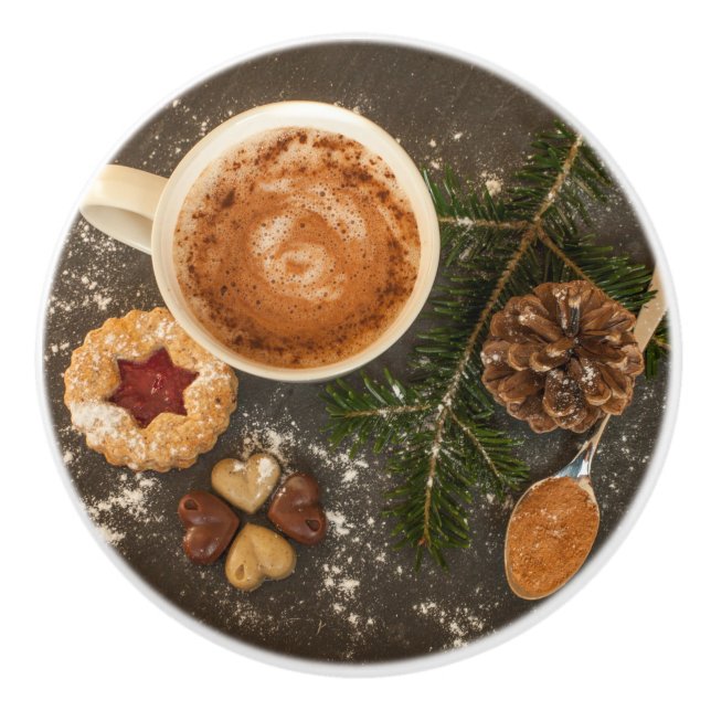 Pomo De Cerámica Chocolate caliente navidades (Anverso)