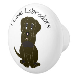 Pomo De Cerámica Chocolate Labrador Dog Design